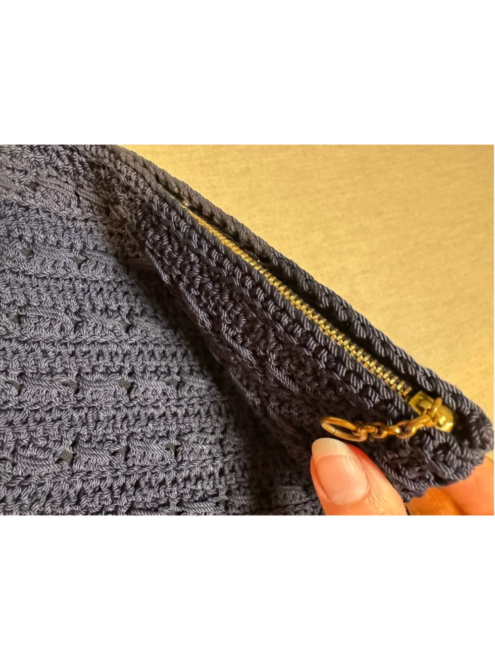 Women's Unbranded Navy Crocheted Zipper Clutch One Size